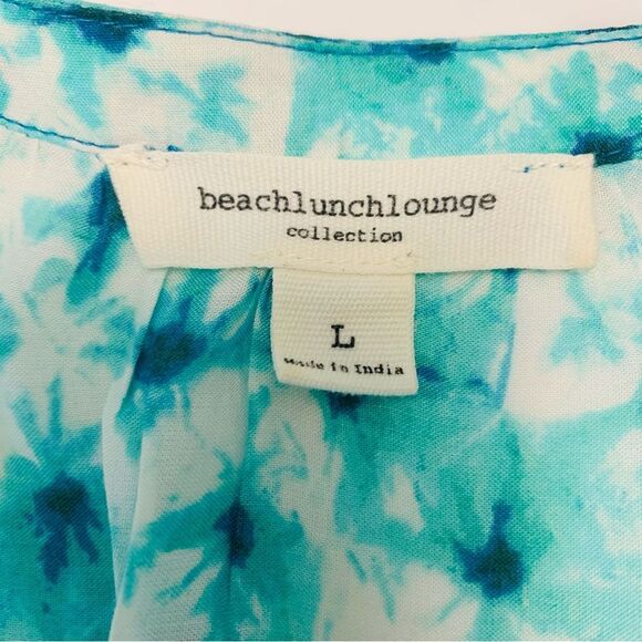 BeachLunchLounge Aqua Azetec Design 3/4 Sleeve Tunic Top Large - Picture 8 of 10